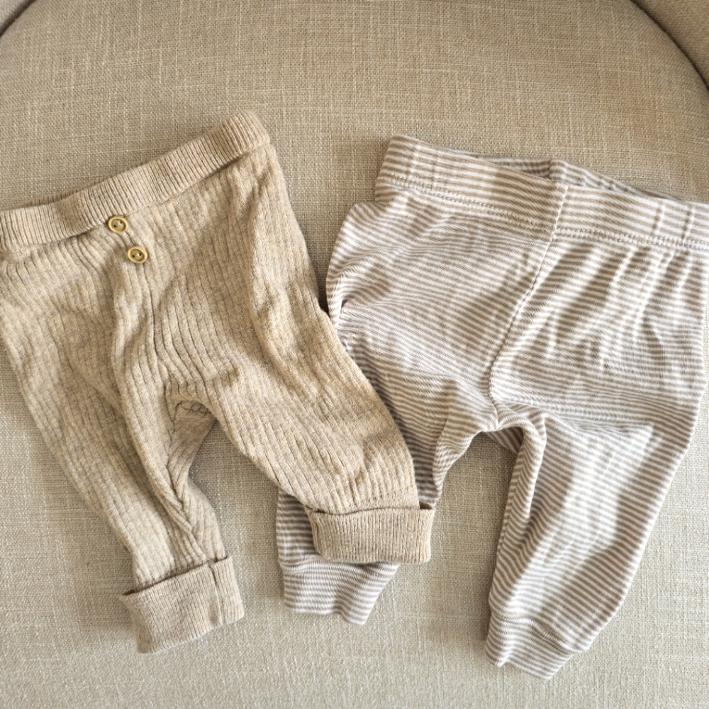 Zara Ribbed & Joe Striped Baby Pants Bundle, 0-3mths EUC